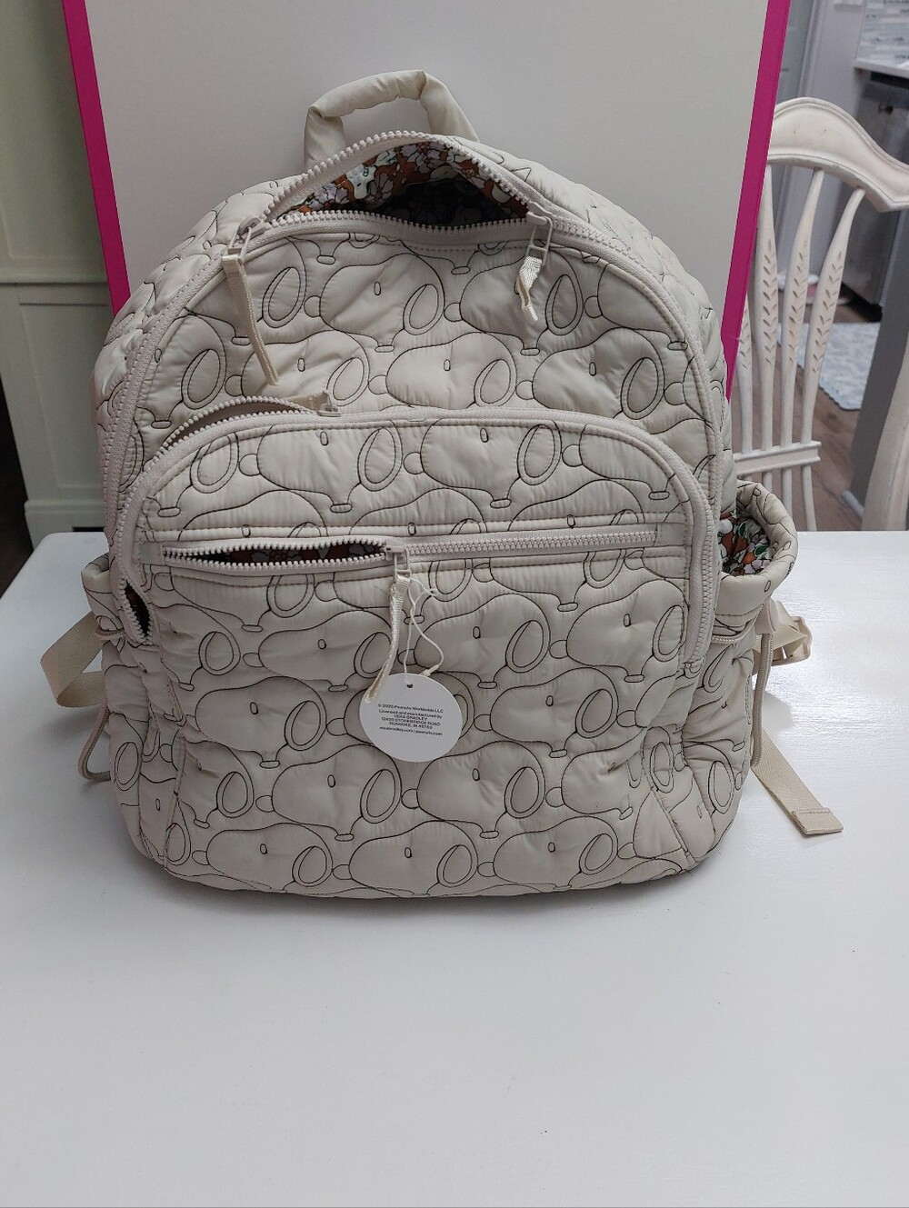 Vera Bradley Bancroft Backpack Peanuts Snoopy Silhouette Pumice Stone NWT